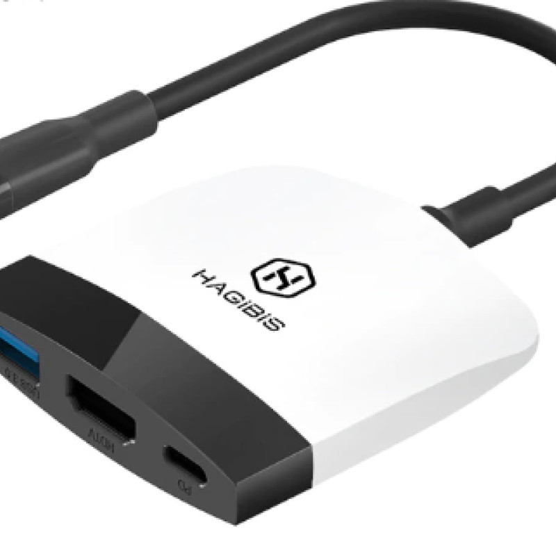 Type-C 3.1 — HDMI адаптер перехідник HAGIBIS USB Hub для Nintendo Switch / OLED White-Black