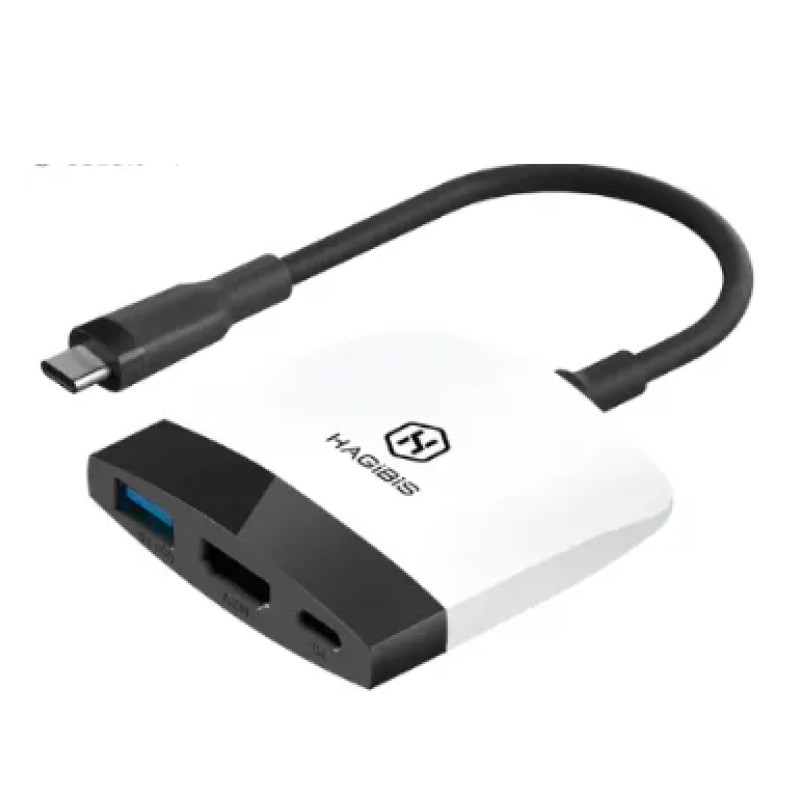 Type-C 3.1 — HDMI адаптер перехідник HAGIBIS USB Hub для Steam Deck, Steam Deck Oled, White-Black