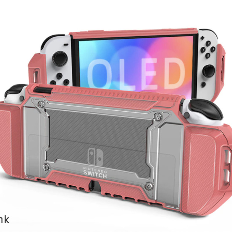 Карбоновий чохол HeysTop для Nintendo Switch OLED/Pink