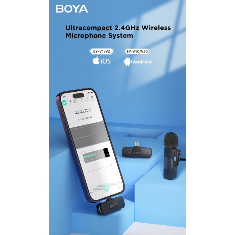 Міні-мікрофон Boya BY-V10 професійний бездротовий петличний з USB Type-C для Android, IPad, IPhone Міні-мікрофон Boya BY-V10 професійний бездротовий петличний з USB Type-C для Android, IPad, IPhone