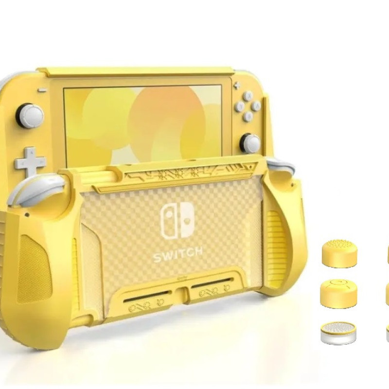 Защитный чехол бампер HEYSTOP для Nintendo Switch Lite + стики + стекло / Yellow