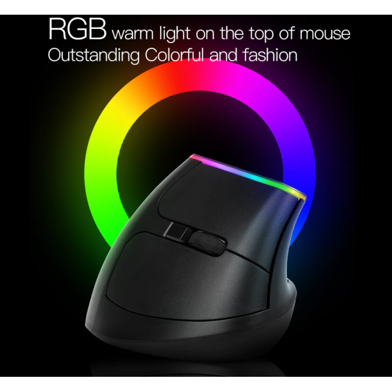 Бездротова вертикальна миша з підсвічуванням Delux M618C RGB Black Бездротова вертикальна миша з підсвічуванням Delux M618C RGB Black