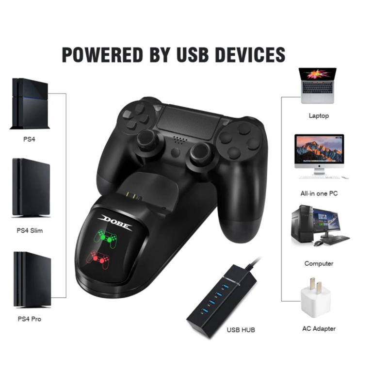 Зарядний пристрій док-станція DOBE для DualShock 4 / PS4 / PS4 Slim / PS4 Pro Зарядний пристрій док-станція DOBE для DualShock 4 / PS4 / PS4 Slim / PS4 Pro