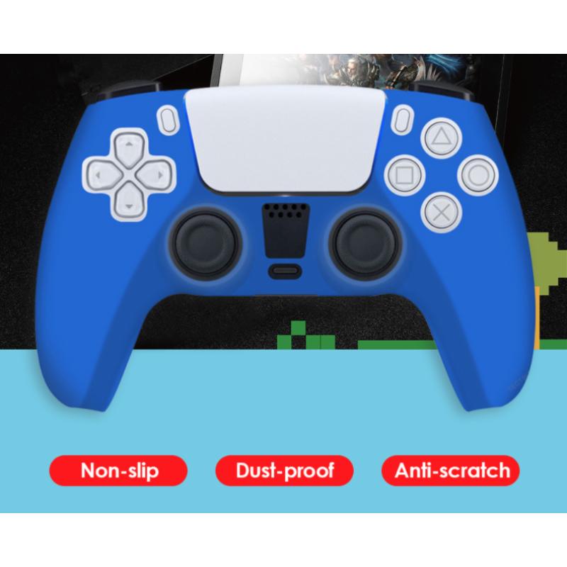 Силіконовий чохол BUBM для геймпада DualSense PS5 + накладки / Синій Силіконовий чохол BUBM для геймпада DualSense PS5 + накладки / Синій
