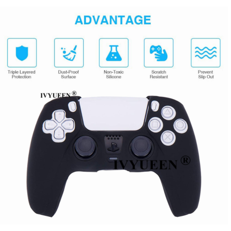 Силіконовий чохол BUBM для геймпада DualSense PS5 + накладки / Червоний Силіконовий чохол BUBM для геймпада DualSense PS5 + накладки / Червоний