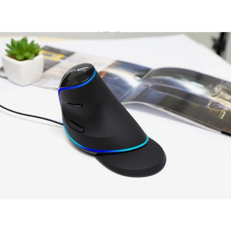 Провідна вертикальна миша з підсвічуванням Delux M618 Plus Blue Провідна вертикальна миша з підсвічуванням Delux M618 Plus Blue