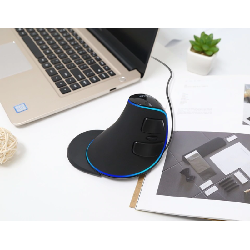 Провідна вертикальна миша з підсвічуванням Delux M618 Plus Blue Провідна вертикальна миша з підсвічуванням Delux M618 Plus Blue