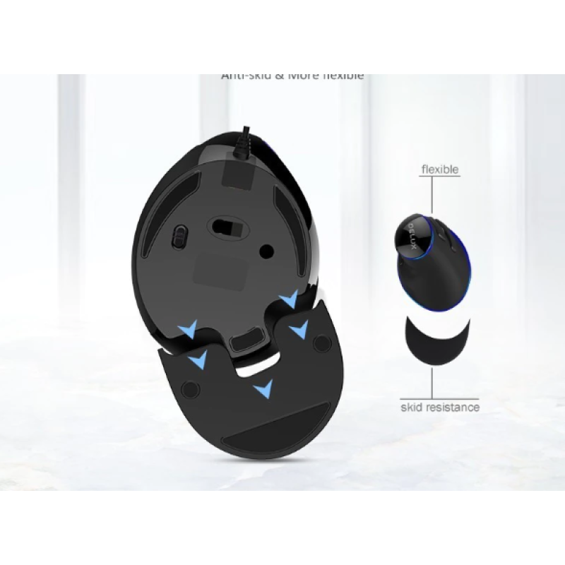 Провідна вертикальна миша з підсвічуванням Delux M618 Plus Blue Провідна вертикальна миша з підсвічуванням Delux M618 Plus Blue