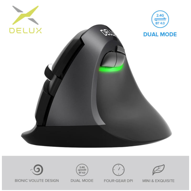 Бездротова безшумна вертикальна миша Delux M618 Mini DB / Бездротова безшумна вертикальна миша Delux M618 Mini DB /