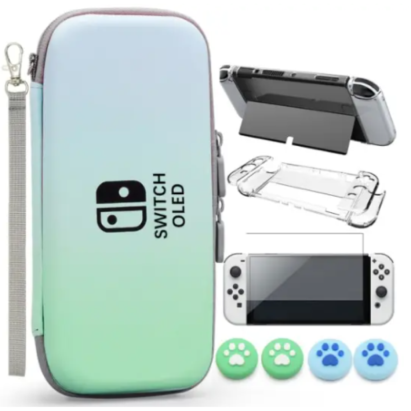 Суперкомплект Кейс + чохол + скло + накладки для Nintendo Switch OLED Суперкомплект Кейс + чохол + скло + накладки для Nintendo Switch OLED