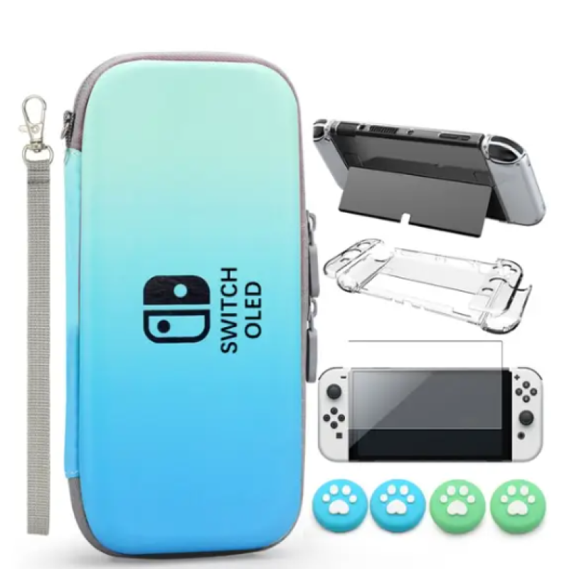 Суперкомплект Кейс + чохол + скло + накладки для Nintendo Switch OLED Суперкомплект Кейс + чохол + скло + накладки для Nintendo Switch OLED