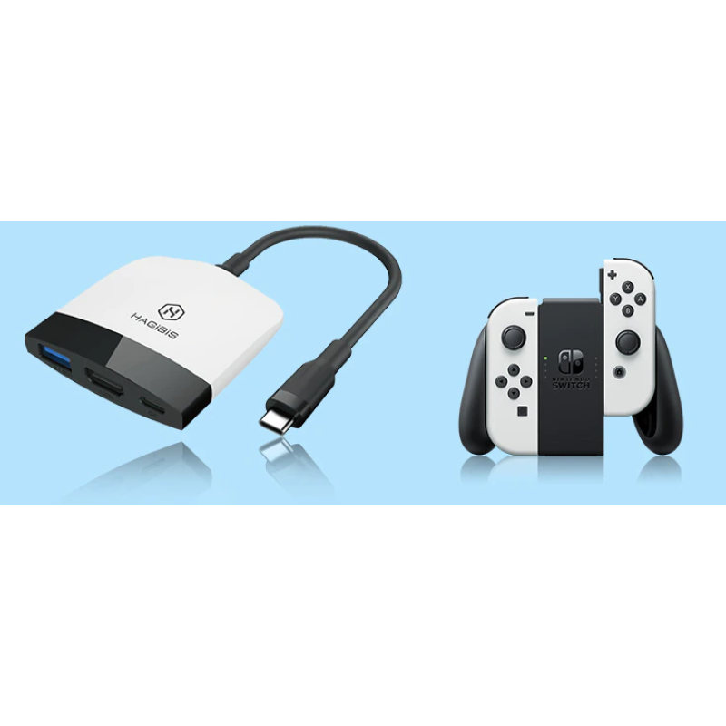 Type-C 3.1 — HDMI адаптер перехідник HAGIBIS USB Hub для Nintendo Switch / OLED White-Black Type-C 3.1 — HDMI адаптер перехідник HAGIBIS USB Hub для Nintendo Switch / OLED White-Black