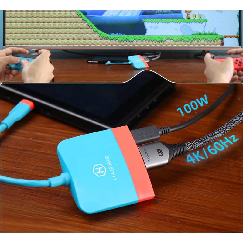 Type-C 3.1 — HDMI адаптер перехідник HAGIBIS USB Hub для Nintendo Switch / OLED White-Black Type-C 3.1 — HDMI адаптер перехідник HAGIBIS USB Hub для Nintendo Switch / OLED White-Black