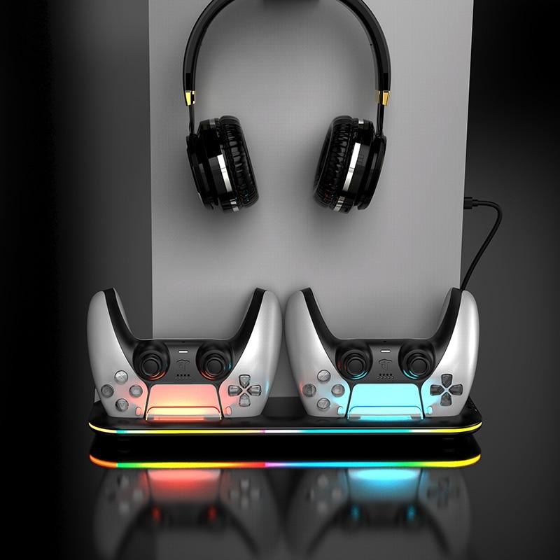 Мультифункціональна вертикальна док-станція Saitake з охолодженням і RGB для PlayStation 5/PS VR2 Чорний Мультифункціональна вертикальна док-станція Saitake з охолодженням і RGB для PlayStation 5/PS VR2 Чорний
