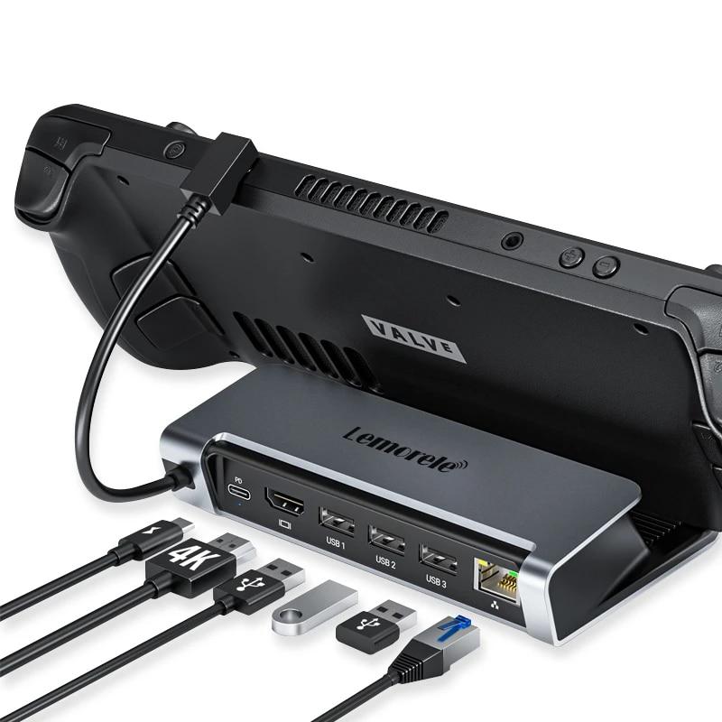 Док-станція 6 в 1 Lemorele для Steam Deck / Steam Deck Oled, HDMI 4K 30Hz / 100w / x3 USB 2.0 / LAN Док-станція 6 в 1 Lemorele для Steam Deck / Steam Deck Oled, HDMI 4K 30Hz / 100w / x3 USB 2.0 / LAN