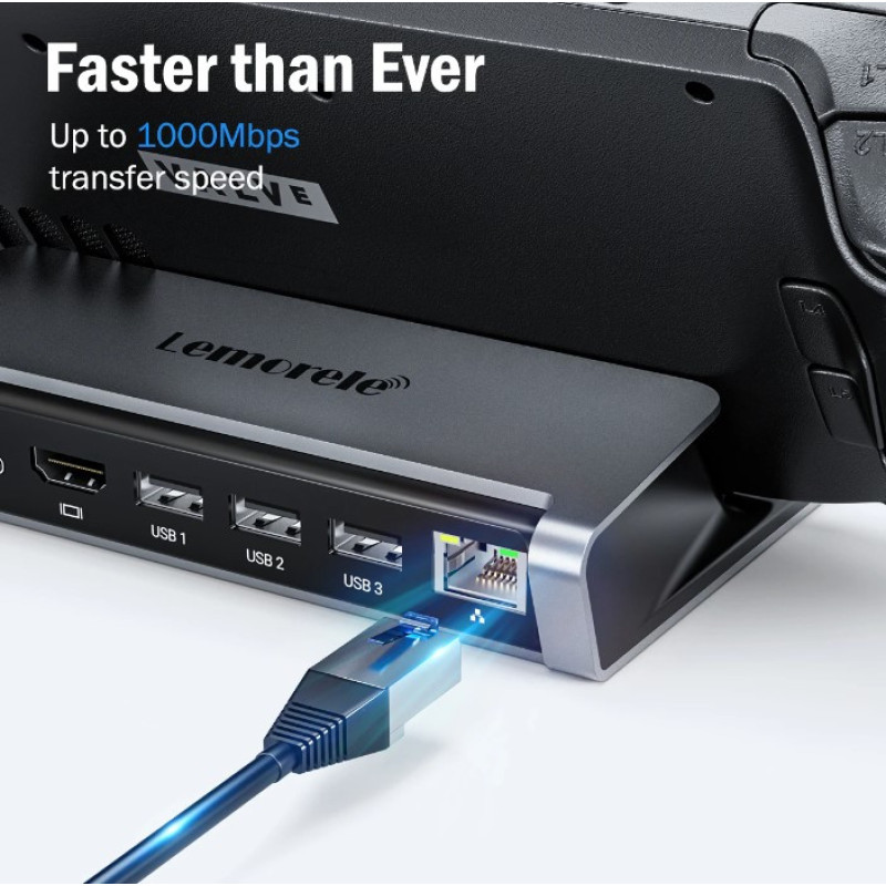 Док-станція 6 в 1 Lemorele для Steam Deck / Steam Deck Oled, HDMI 4K 30Hz / 100w / x3 USB 2.0 / LAN Док-станція 6 в 1 Lemorele для Steam Deck / Steam Deck Oled, HDMI 4K 30Hz / 100w / x3 USB 2.0 / LAN