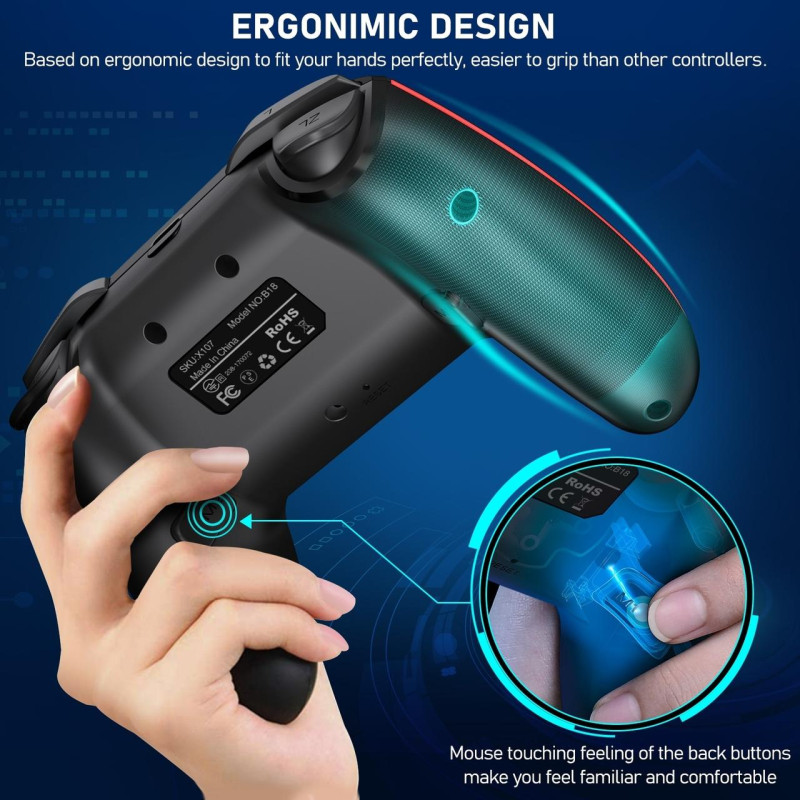 Бездротовий геймпад Data Frog з RGB-підсвіткою для Nintendo Switch / OLED / Lite / PC Бездротовий геймпад Data Frog з RGB-підсвіткою для Nintendo Switch / OLED / Lite / PC
