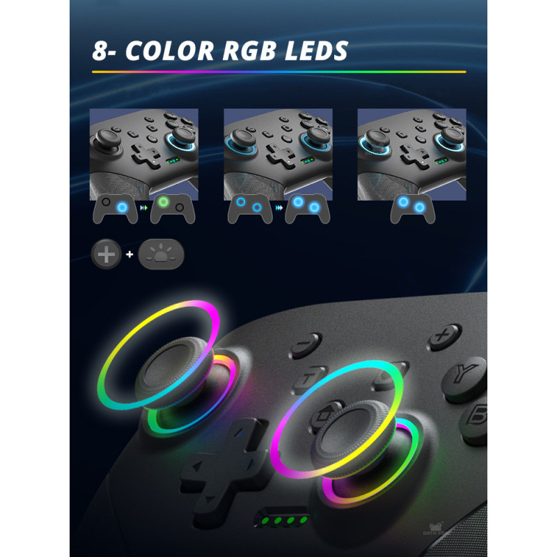Бездротовий геймпад Data Frog з RGB-підсвіткою для Nintendo Switch / OLED / Lite / PC Бездротовий геймпад Data Frog з RGB-підсвіткою для Nintendo Switch / OLED / Lite / PC