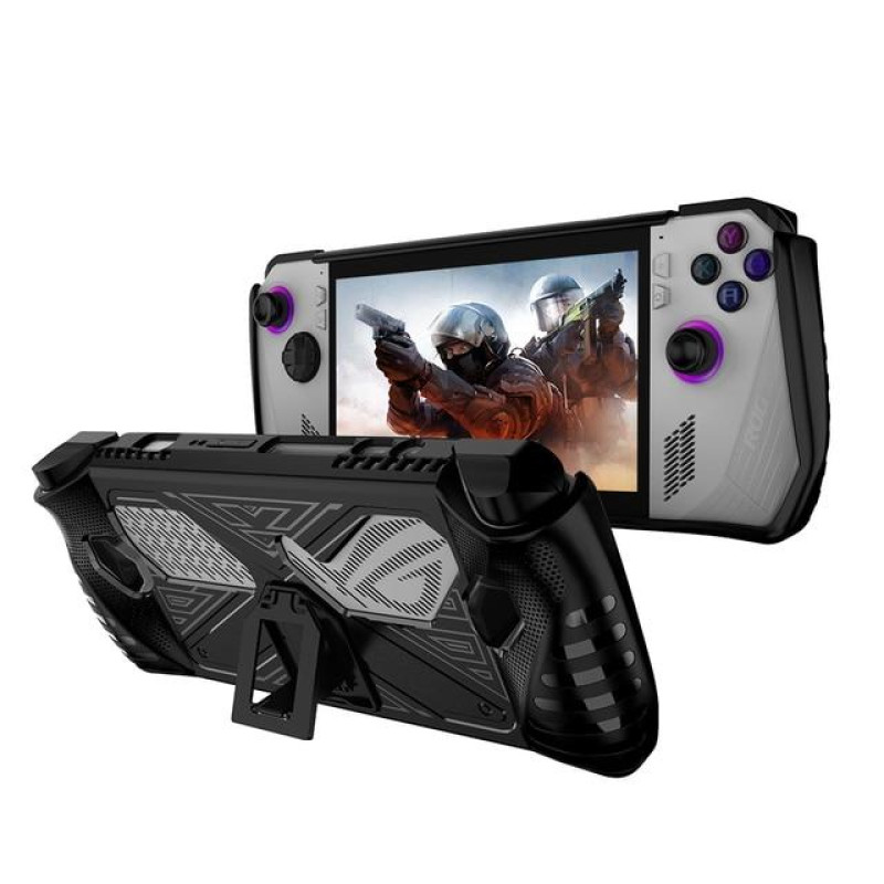 Захисний чохол бампер для Asus Rog Ally, Extreme, з підставкою з TPU чорний Захисний чохол бампер для Asus Rog Ally, Extreme, з підставкою з TPU чорний
