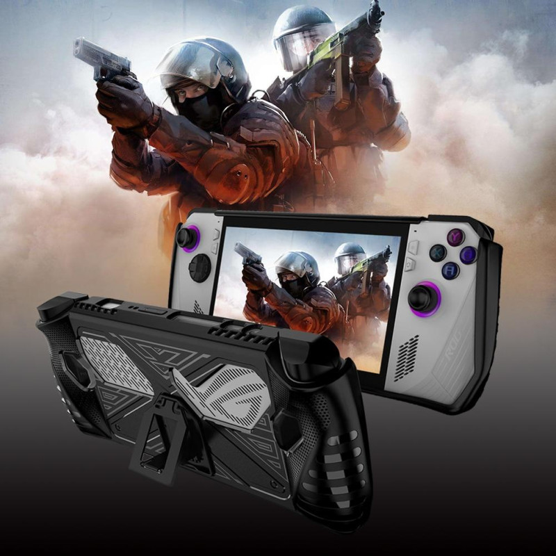 Захисний чохол бампер для Asus Rog Ally, Extreme, з підставкою з TPU чорний Захисний чохол бампер для Asus Rog Ally, Extreme, з підставкою з TPU чорний