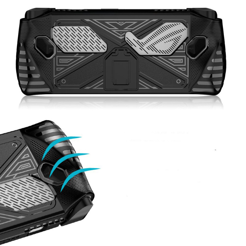 Захисний чохол бампер для Asus Rog Ally, Extreme, з підставкою з TPU чорний Захисний чохол бампер для Asus Rog Ally, Extreme, з підставкою з TPU чорний