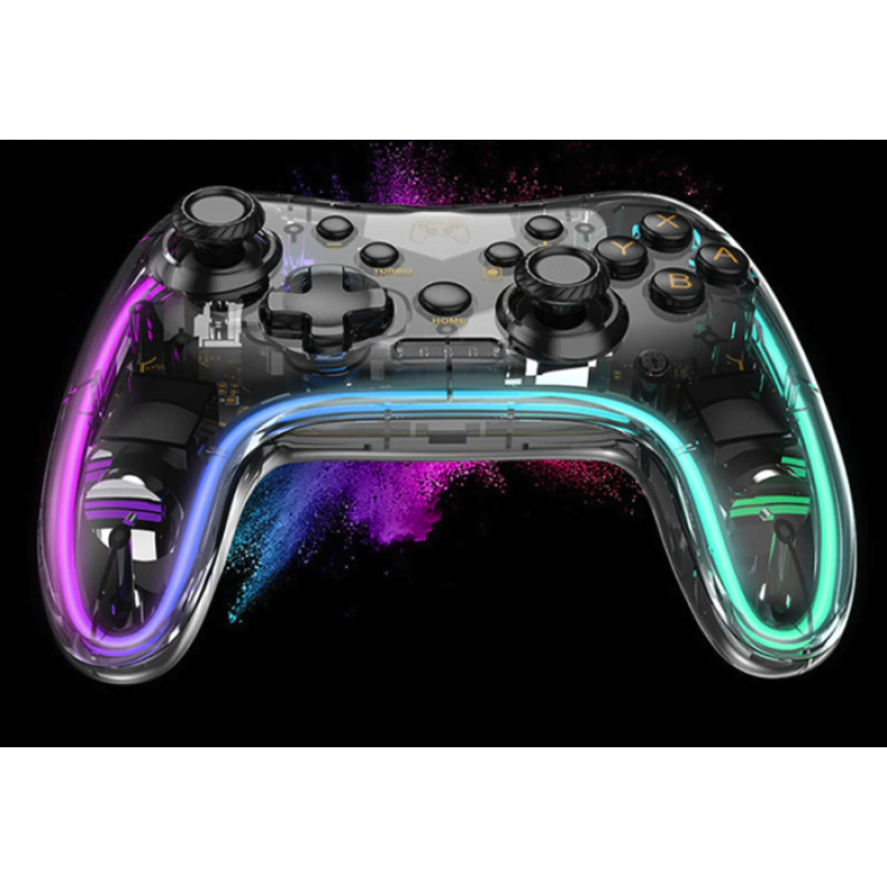 Прозорий бездротовий геймпад з RGB-підсвіткою для Nintendo Switch / Lite / OLED / Android / PC / IOS / White Прозорий бездротовий геймпад з RGB-підсвіткою для Nintendo Switch / Lite / OLED / Android / PC / IOS / White