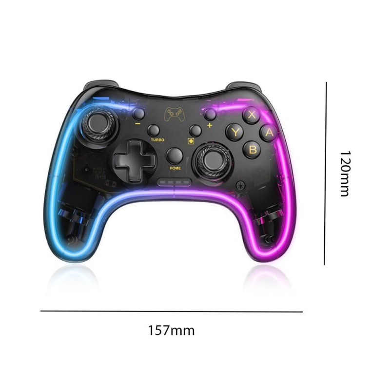 Прозорий бездротовий геймпад з RGB-підсвіткою для Nintendo Switch/Lite/OLED/Android/PC/IOS/Black Прозорий бездротовий геймпад з RGB-підсвіткою для Nintendo Switch/Lite/OLED/Android/PC/IOS/Black