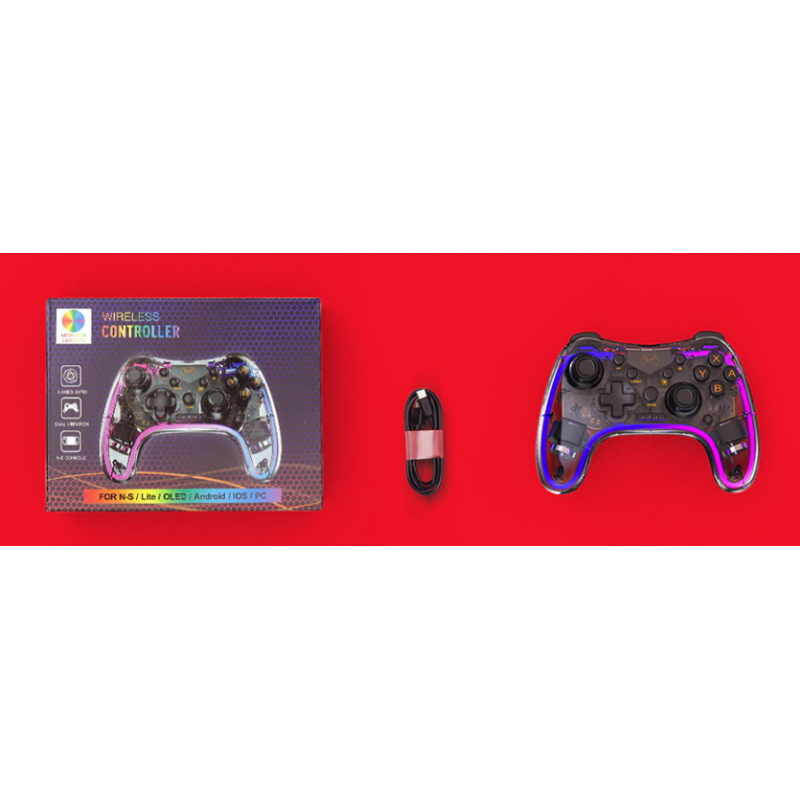 Прозорий бездротовий геймпад з RGB-підсвіткою для Nintendo Switch/Lite/OLED/Android/PC/IOS/Black Прозорий бездротовий геймпад з RGB-підсвіткою для Nintendo Switch/Lite/OLED/Android/PC/IOS/Black