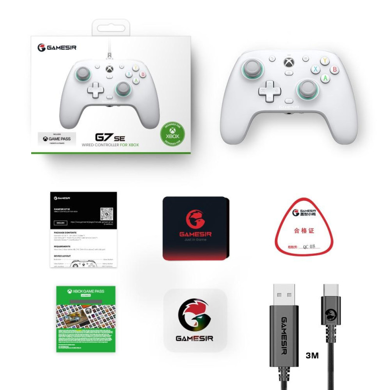 Дротовий геймпад GameSir G7 SE для Xbox Series X, S, One і Windows 10, 11 White + 1 міс GAME PASS Дротовий геймпад GameSir G7 SE для Xbox Series X, S, One і Windows 10, 11 White + 1 міс GAME PASS