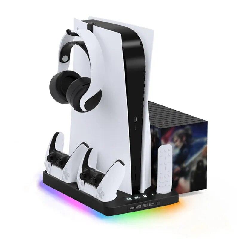 Зарядна док-станція з охолодженням і RGB-підсвіткою для Playstation 5/PS5 Digital/PS5 Disc edition Зарядна док-станція з охолодженням і RGB-підсвіткою для Playstation 5/PS5 Digital/PS5 Disc edition