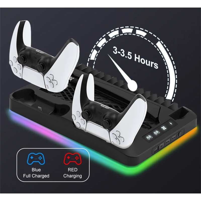 Зарядна док-станція з охолодженням і RGB-підсвіткою для Playstation 5/PS5 Digital/PS5 Disc edition Зарядна док-станція з охолодженням і RGB-підсвіткою для Playstation 5/PS5 Digital/PS5 Disc edition
