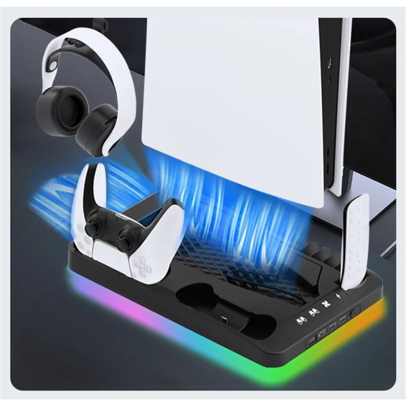 Зарядна док-станція з охолодженням і RGB-підсвіткою для Playstation 5/PS5 Digital/PS5 Disc edition Зарядна док-станція з охолодженням і RGB-підсвіткою для Playstation 5/PS5 Digital/PS5 Disc edition