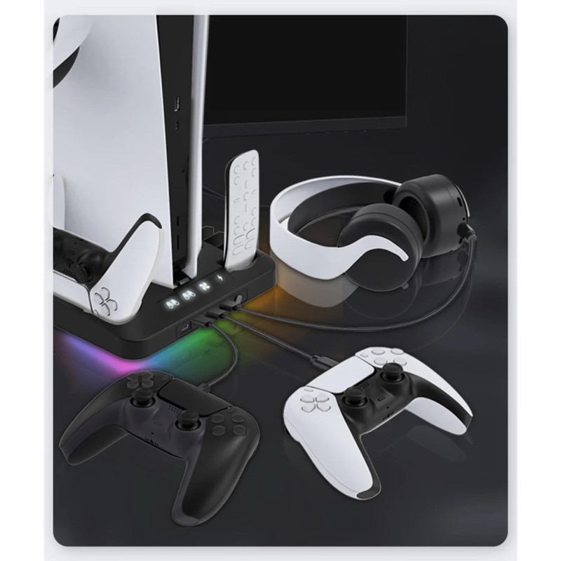 Зарядна док-станція з охолодженням і RGB-підсвіткою для Playstation 5/PS5 Digital/PS5 Disc edition Зарядна док-станція з охолодженням і RGB-підсвіткою для Playstation 5/PS5 Digital/PS5 Disc edition