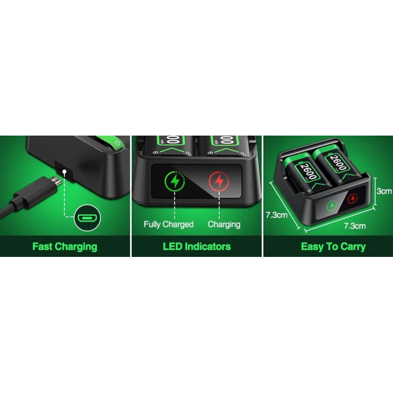Зарядна док-станція BEBONCOOL для акумуляторів 2600 mAh Xbox Series X/S Xbox One X/S Зарядна док-станція BEBONCOOL для акумуляторів 2600 mAh Xbox Series X/S Xbox One X/S