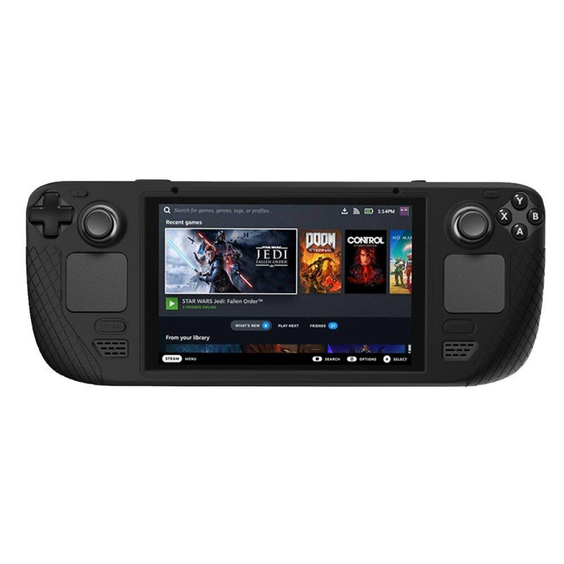 Захисний протиударний чохол бампер Farad для консолі Valve Steam Deck, Steam Deck Oled, чорний + подарунок Захисний протиударний чохол бампер Farad для консолі Valve Steam Deck, Steam Deck Oled, чорний + подарунок