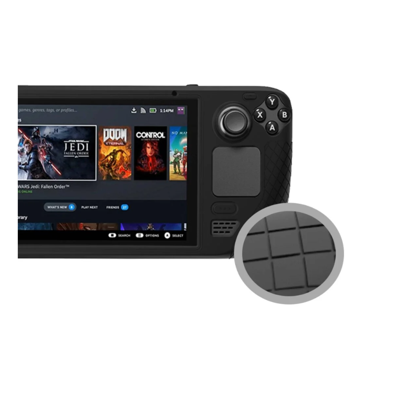 Захисний протиударний чохол бампер Farad для консолі Valve Steam Deck, Steam Deck Oled, чорний + подарунок Захисний протиударний чохол бампер Farad для консолі Valve Steam Deck, Steam Deck Oled, чорний + подарунок