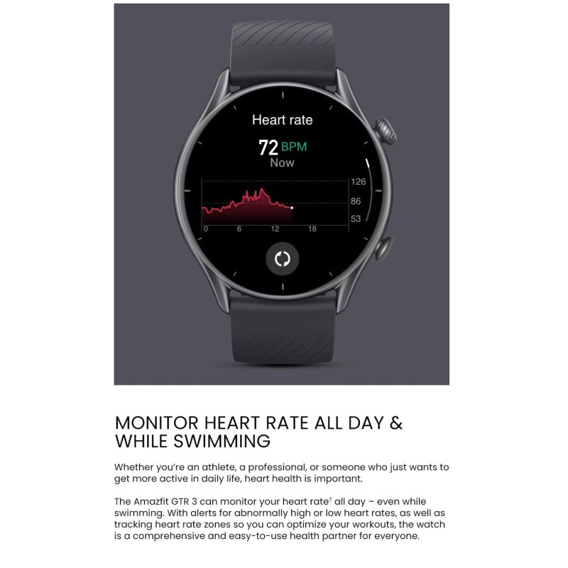 Смарт-годинник Amazfit GTR 3, 1,39" AMOLED дисплей, Bluetooth 5.0 водонепроникний 5 ATM, Thunder Black Смарт-годинник Amazfit GTR 3, 1,39" AMOLED дисплей, Bluetooth 5.0 водонепроникний 5 ATM, Thunder Black