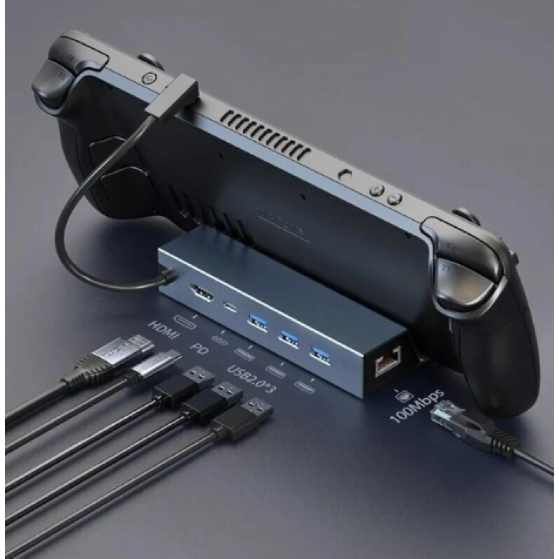 Металева док-станція 6 в 1 для Steam Deck / OLED, Asus Rog Ally, Extreme, X, RJ45, USB2.0, 4K HD Type C Металева док-станція 6 в 1 для Steam Deck / OLED, Asus Rog Ally, Extreme, X, RJ45, USB2.0, 4K HD Type C
