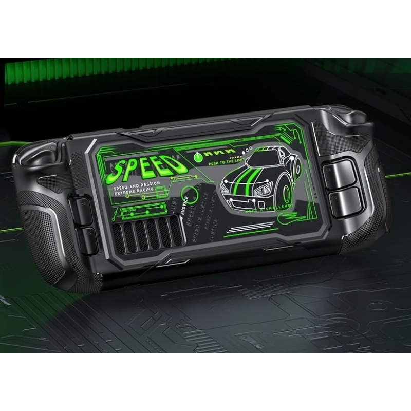 Захисний чохол бампер з малюнком Jingdu для ігрової консолі Valve Steam Deck/Green Захисний чохол бампер з малюнком Jingdu для ігрової консолі Valve Steam Deck/Green