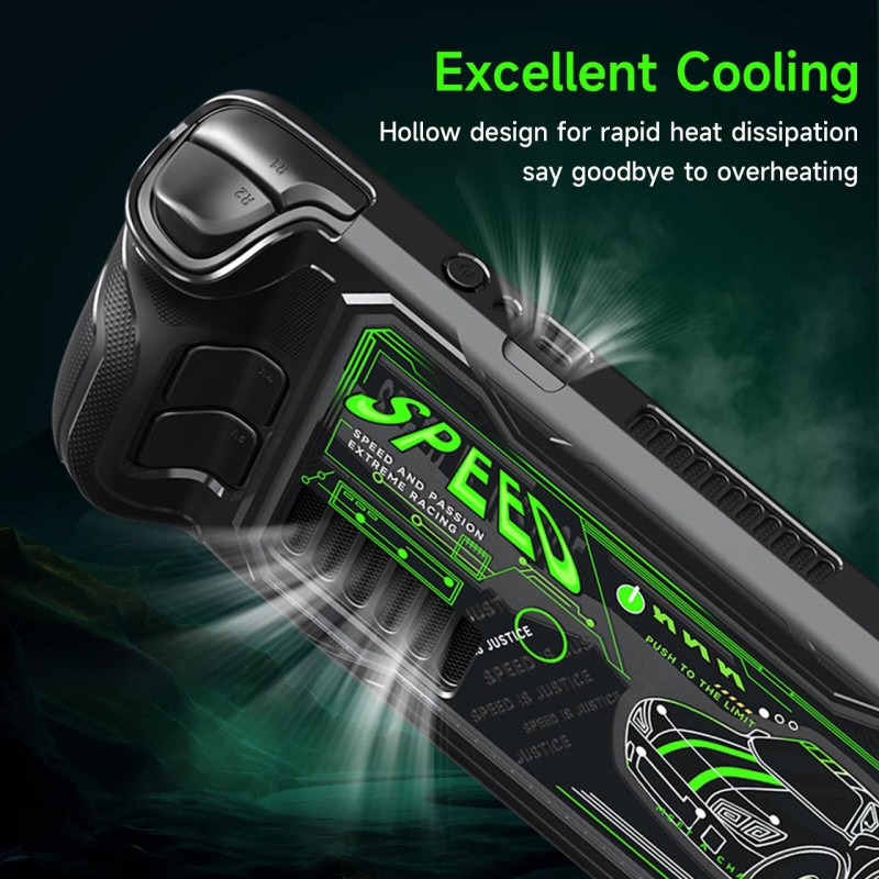 Захисний чохол бампер з малюнком Jingdu для ігрової консолі Valve Steam Deck/Green Захисний чохол бампер з малюнком Jingdu для ігрової консолі Valve Steam Deck/Green
