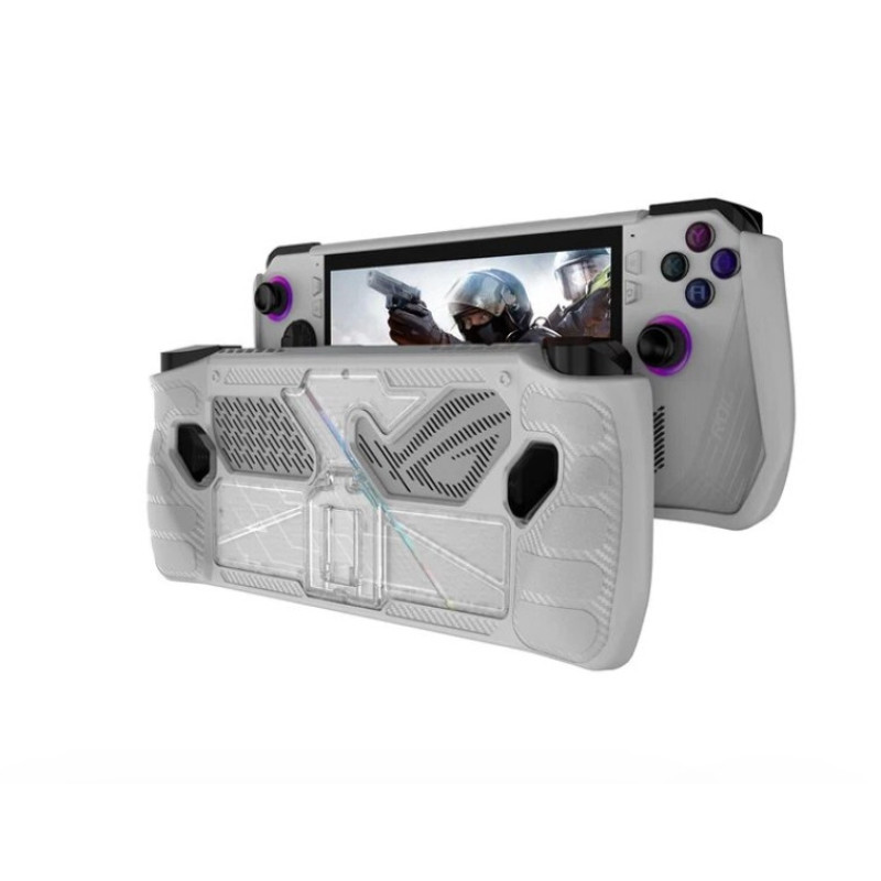Захисний чохол бампер із прозорою кришкою для Asus Rog Ally Extreme з підставкою з TPU Білий Захисний чохол бампер із прозорою кришкою для Asus Rog Ally Extreme з підставкою з TPU Білий