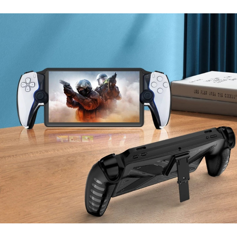 Захисний чохол HEYSTOP з підставкою TPU для ігрової консолі Sony PlayStation Portal, PS Portal Чорний Захисний чохол HEYSTOP з підставкою TPU для ігрової консолі Sony PlayStation Portal, PS Portal Чорний