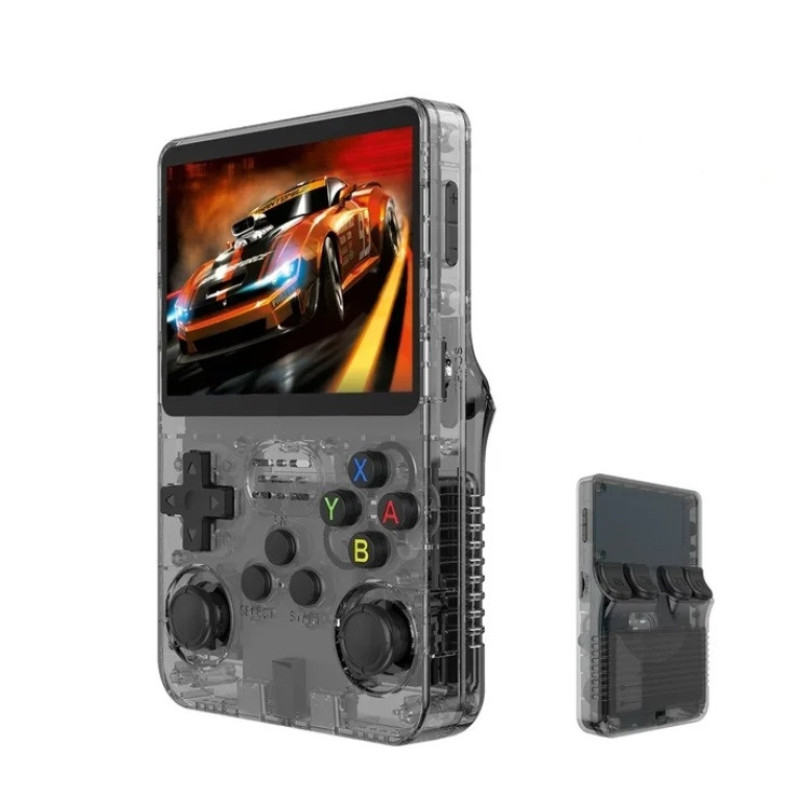 Портативна ігрова ретроприставка Data Frog R36S, HDMI 3.5'', 64 gb, 15000 ігор Sega NES MAME, чорна + плівка