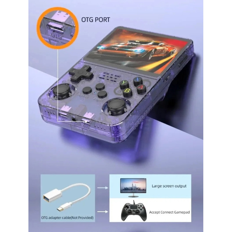 Портативна ігрова ретроприставка Data Frog R36S, HDMI 3.5'', 64 gb, 15000 ігор Sega NES MAME, чорна + плівка Портативна ігрова ретроприставка Data Frog R36S, HDMI 3.5'', 64 gb, 15000 ігор Sega NES MAME, чорна + плівка