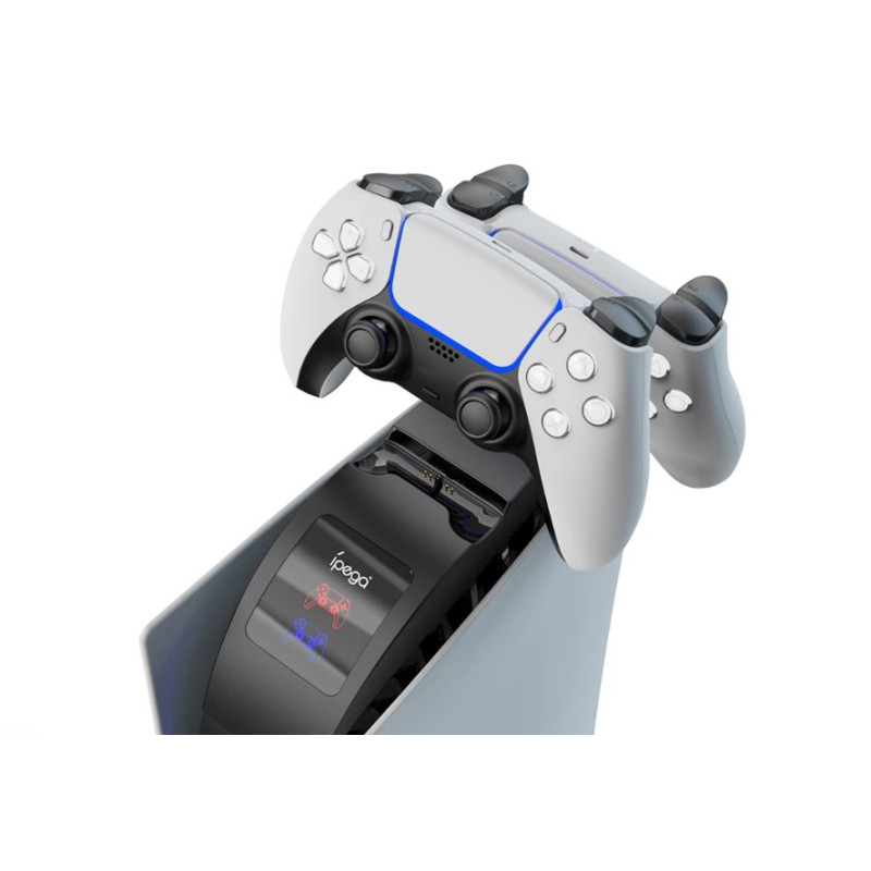Зарядна док-станція IPEGA для двох геймпадів DualSense Sony PlayStation 5, PS5, чорна Зарядна док-станція IPEGA для двох геймпадів DualSense Sony PlayStation 5, PS5, чорна