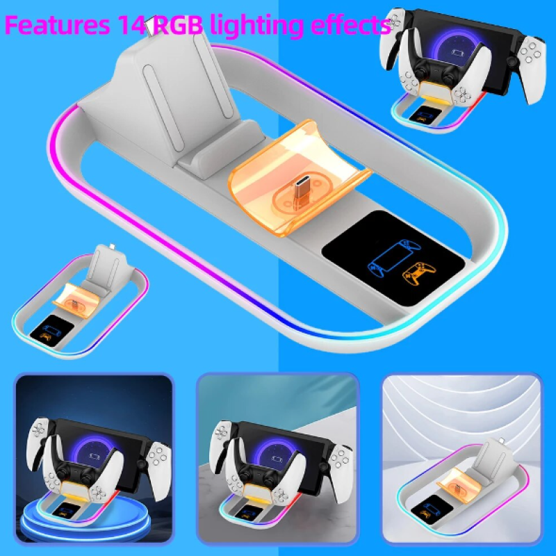 Зарядна док-станція iPega для PlayStation Portal PS Portal та DualSense з підсвічуванням RGB Зарядна док-станція iPega для PlayStation Portal PS Portal та DualSense з підсвічуванням RGB