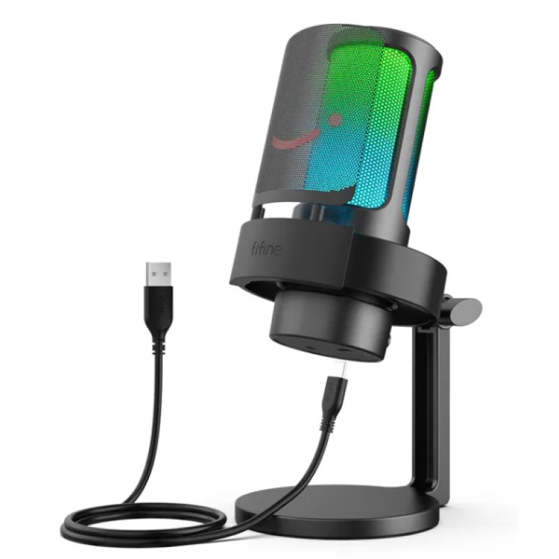 Мікрофон Fifine AmpliGame A8 USB з RGB підсвіткою, Чорний Мікрофон Fifine AmpliGame A8 USB з RGB підсвіткою, Чорний