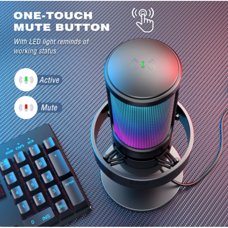 Мікрофон Fifine AmpliGame A8 USB з RGB підсвіткою, Чорний Мікрофон Fifine AmpliGame A8 USB з RGB підсвіткою, Чорний