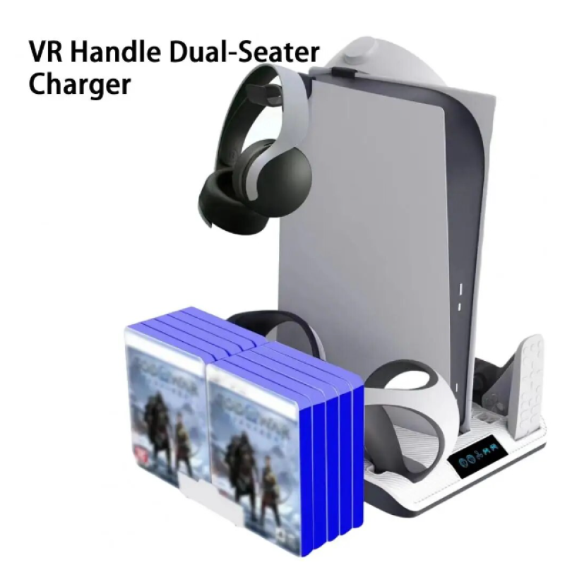 Зарядна станція KJH док станція для PS5 підставка для заряджання VR-шолома для зберігання навушників дисків пульта Зарядна станція KJH док станція для PS5 підставка для заряджання VR-шолома для зберігання навушників дисків пульта