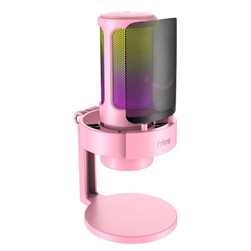 Мікрофон FIFINE AmpliGame A8 USB мікрофон із 3 режимами RGB-мікрофон для комп'ютера мікрофон для PS4 PS 5 MacOS, Рожевий